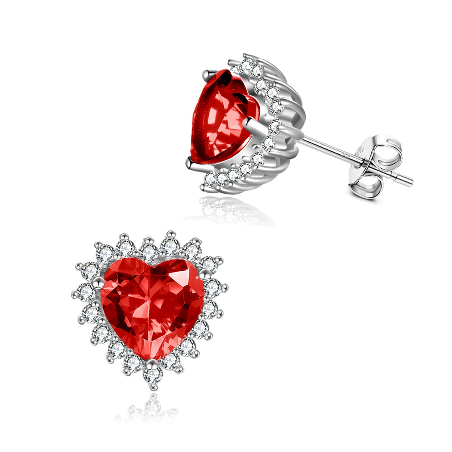 YFN Birthstone Zircon Earrings for Women Girls Heart Shape Stud Earrings (US only)