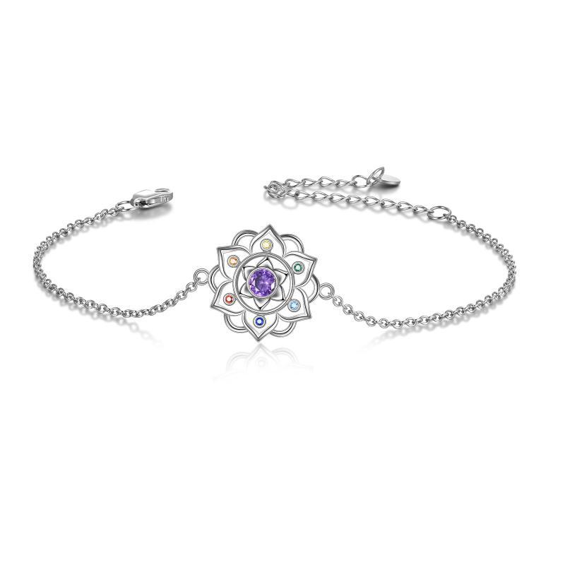 YFN S925 Sterling Silver Chakra Yoga Lotus Pendant Bracelet