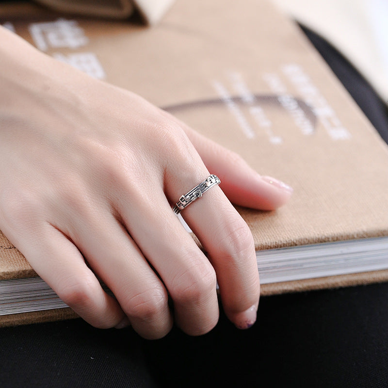 s925 sterling silver music score ring
