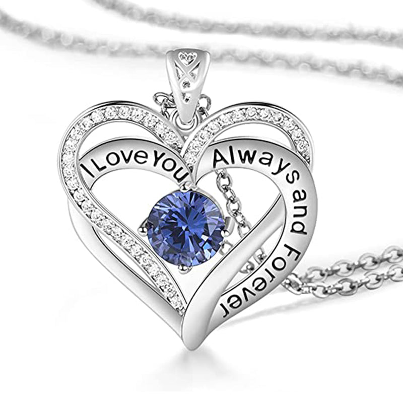 interlocking crystal heart birthstone necklace december