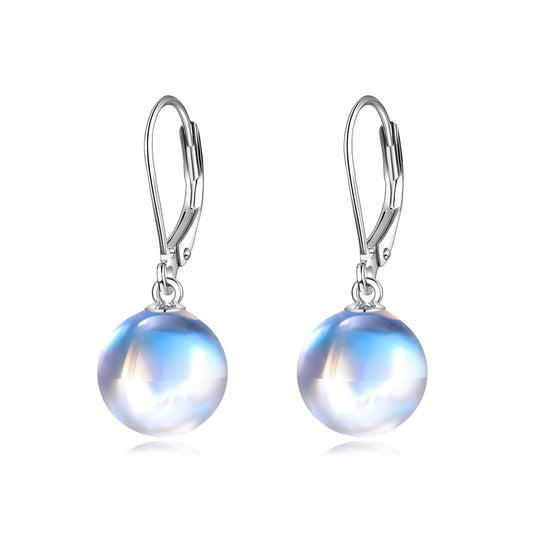 YFN S925 Sterling Silver Moonstone Drop Leverback Earrings Jewelry for Women