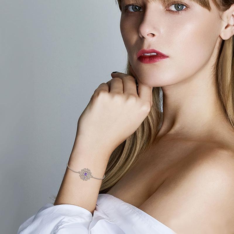 YFN S925 Sterling Silver Chakra Yoga Lotus Pendant Bracelet