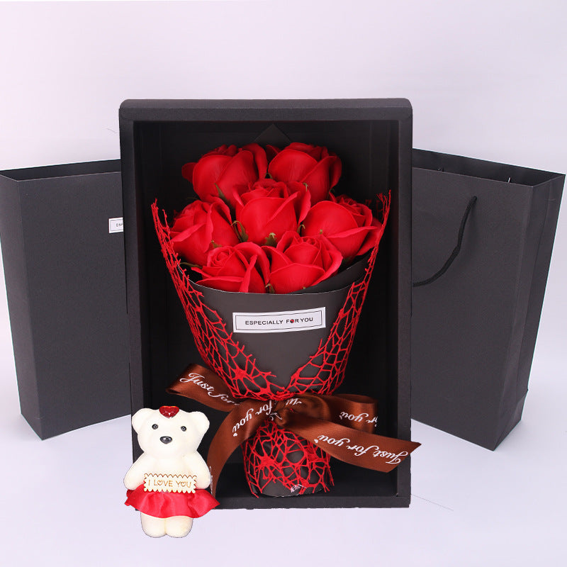 7 Rose Soap Flower Bouquet Gift Box