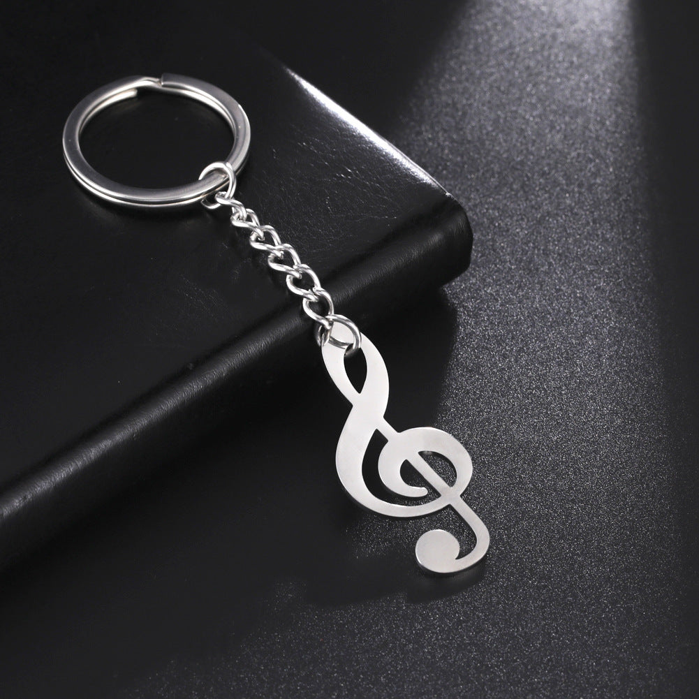 All-match Design for Music Lover or Student Note Pendant Stainless Steel Key Ring