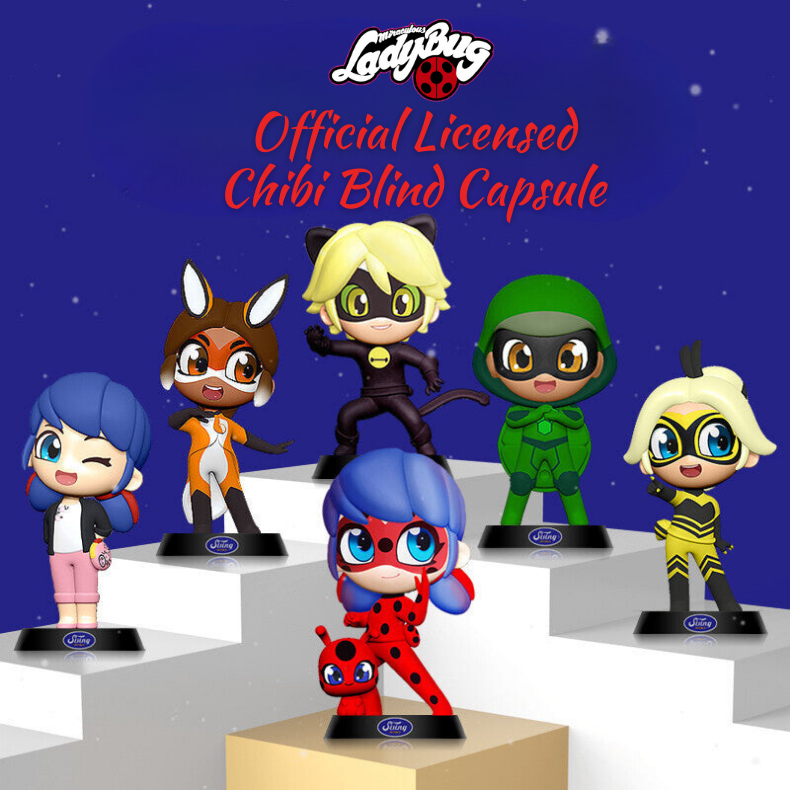 Box of 6 non-repetitive Miraculous: Ladybug & Cat Noir Chibi Figure Blind Box (Official Licensed)