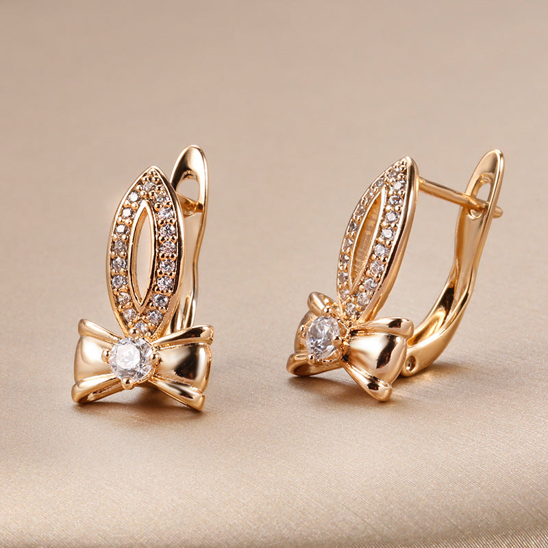 Ins Special-interest Design Copper Gold Plated Zircon Earrings