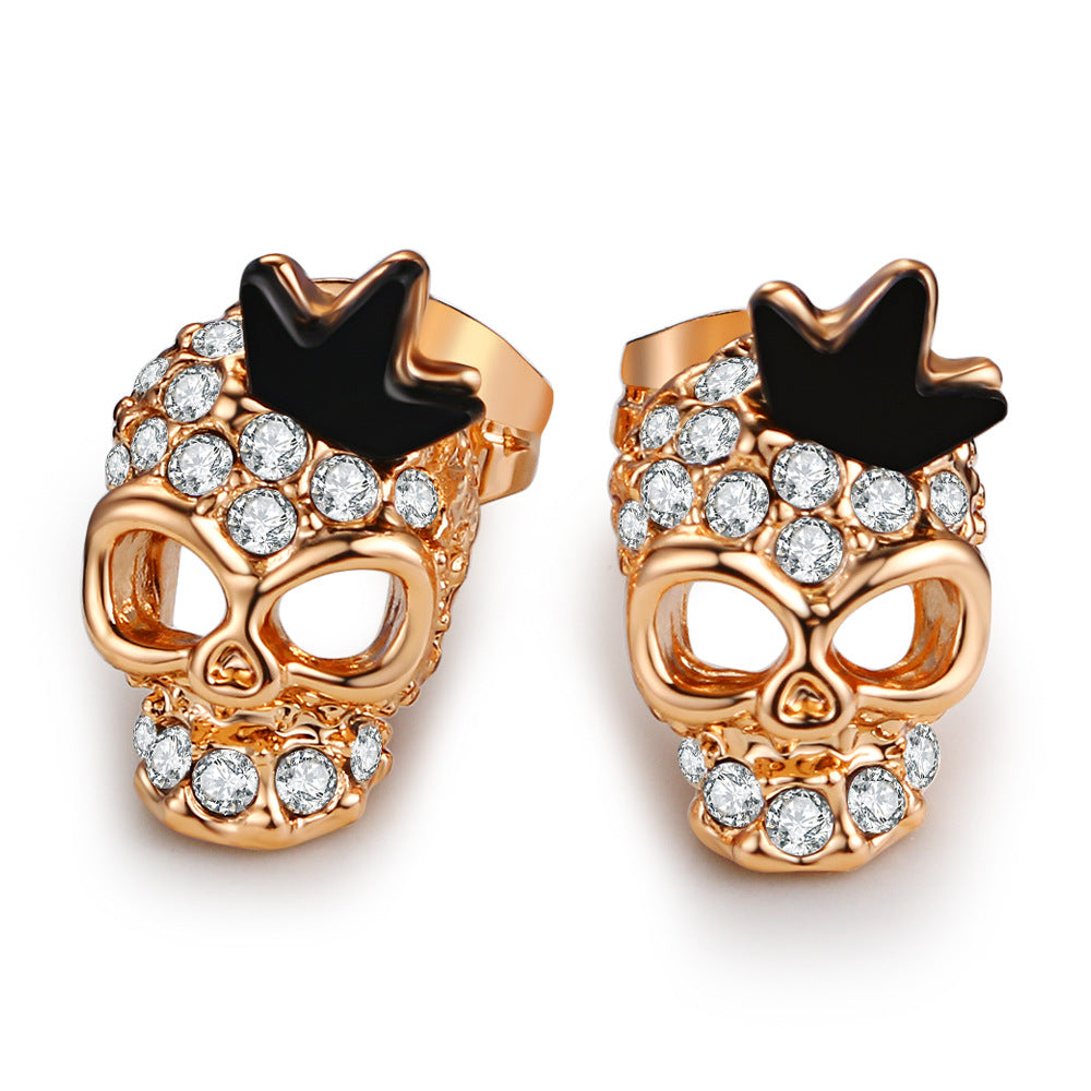 Fashion Personality Skull Earrings Gold-plated Zircon Earrings