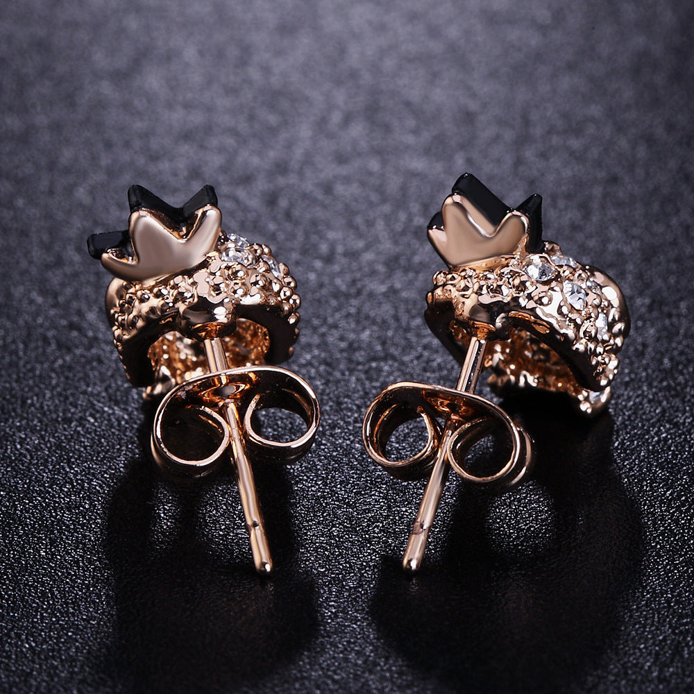 Fashion Personality Skull Earrings Gold-plated Zircon Earrings