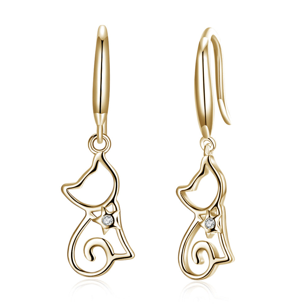 Sterling Silver Cat Zircon Earrings Earring