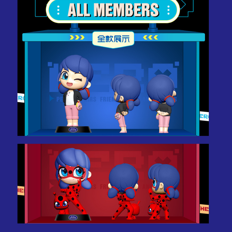 Box of 6 non-repetitive Miraculous: Ladybug & Cat Noir Chibi Figure Blind Box (Official Licensed)