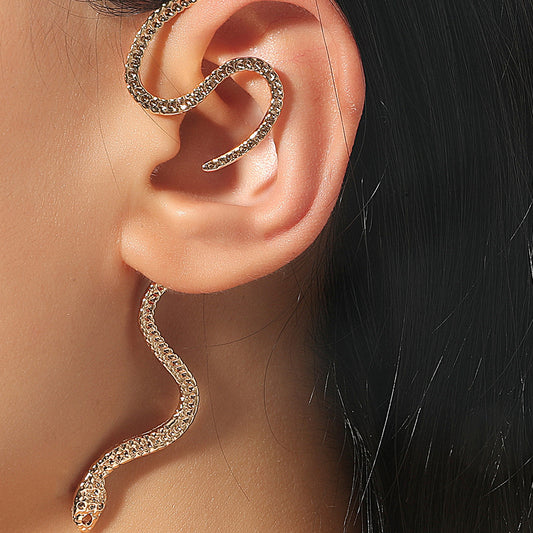 Vintage Zircon Snake-shaped Earrings Cartilage Cuff Non-hole Ear Clip Fashion Jewelry Gifts