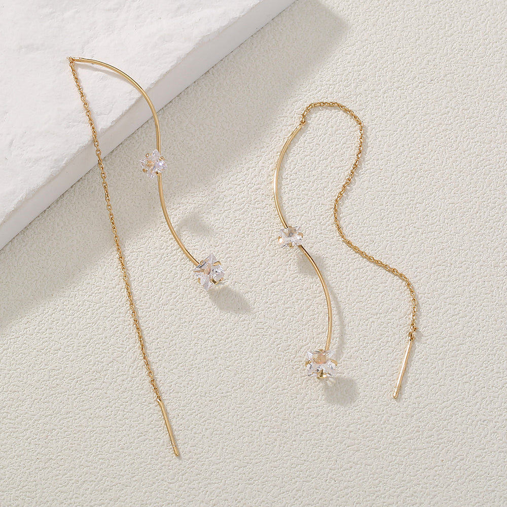 Simple And Long Earrings Korean Tzitzit With Micro-zircon