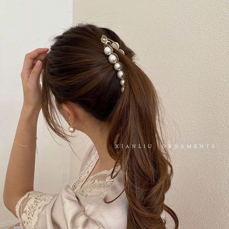 Horsetail Clip Banana Clip Large Pearl Hair Clip