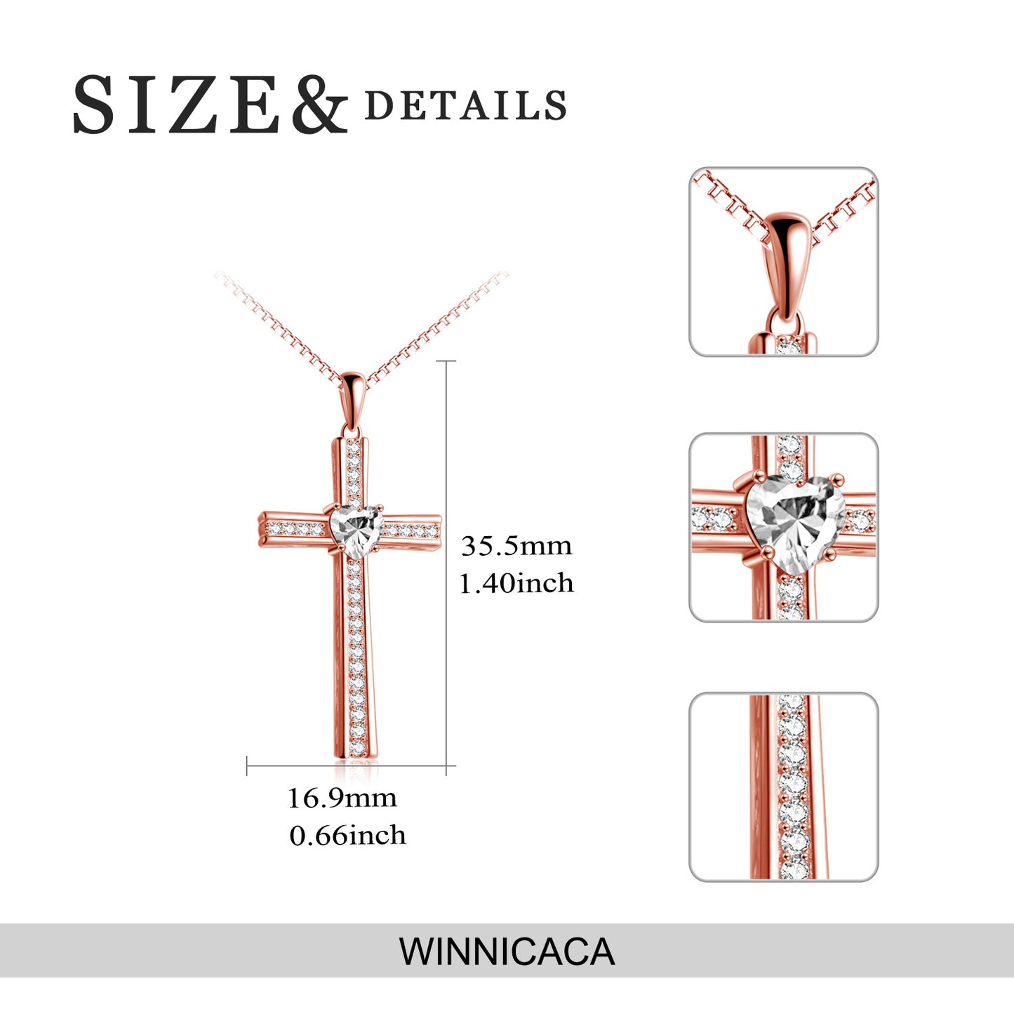 YFN Birthstone Rose Gold Plated Cross Necklace for Women Jewelry Gifts (US only)