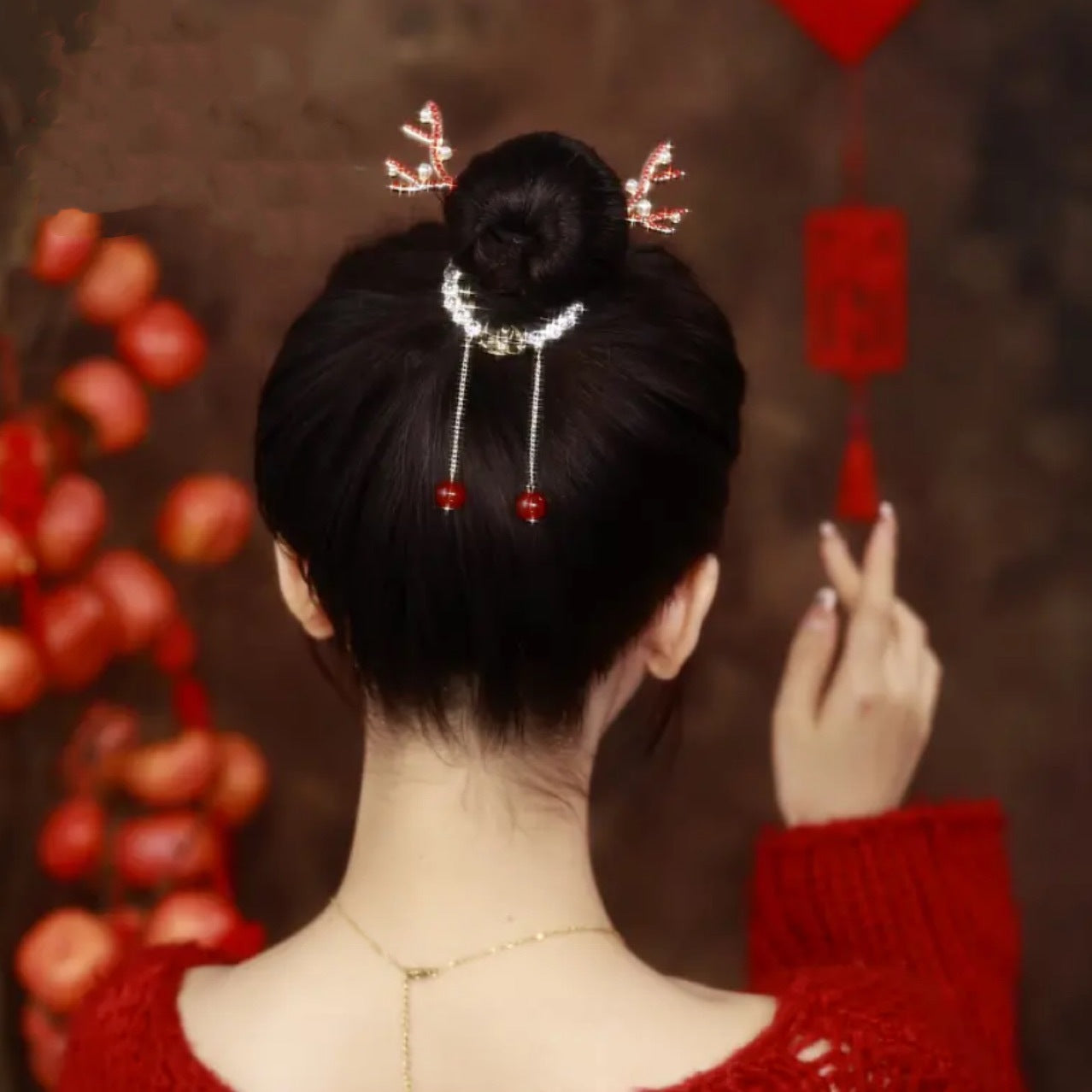 Alloy Pearl Hair Accessories Elk Romantic Shining Zirconium Tassel Bead Ball