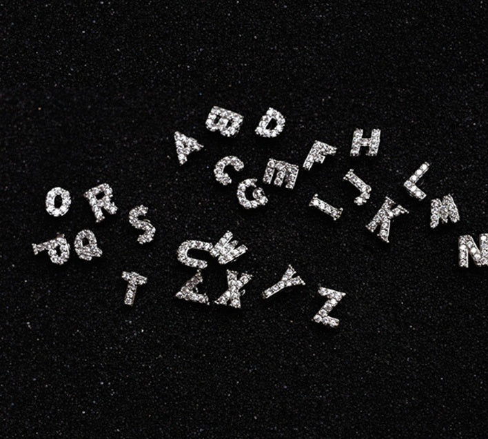 Korean Alphabet 925 Sterling Silver Zircon Hypoallergenic Stud Earrings Temperament