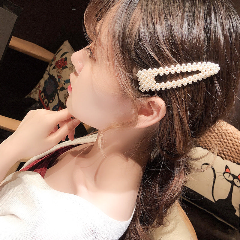 Flower Pearl Rhinestone Hair Clip female one character clip