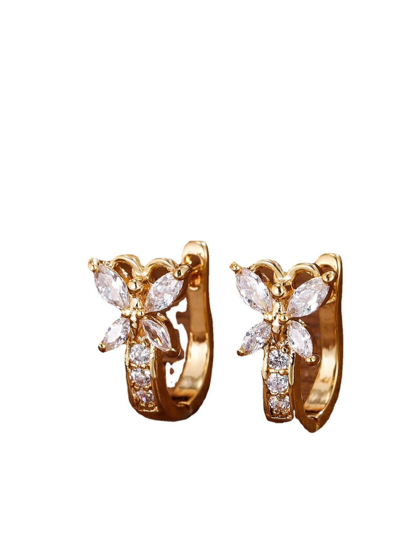 Vintage Pastoral Style Earrings Edge Inlaid Zircon Small Butterfly