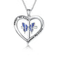 YFN Butterfly Heart Pendant Necklace in White Gold Plated Sterling Silver