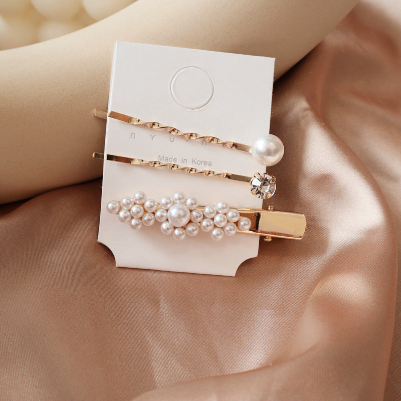 Pearl flower hair clip rhinestone