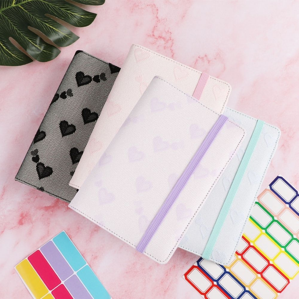 A6 Budget Binder - Heart Pattern with Elastic Band (4 colors)