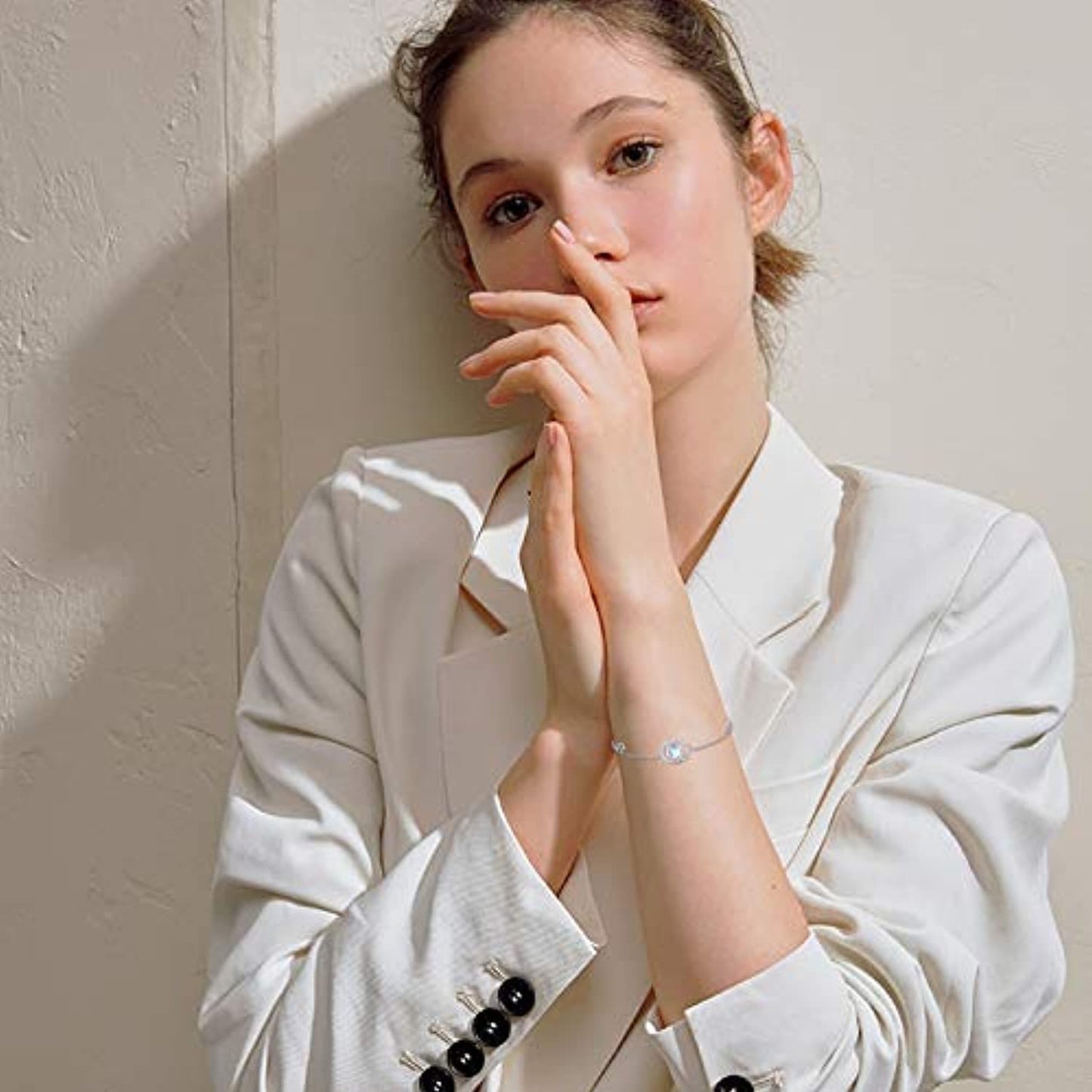 YFN Sterling Silver Moonstone Infinity Symbol Heart Link Bracelet for Birthday Christmas (US only)