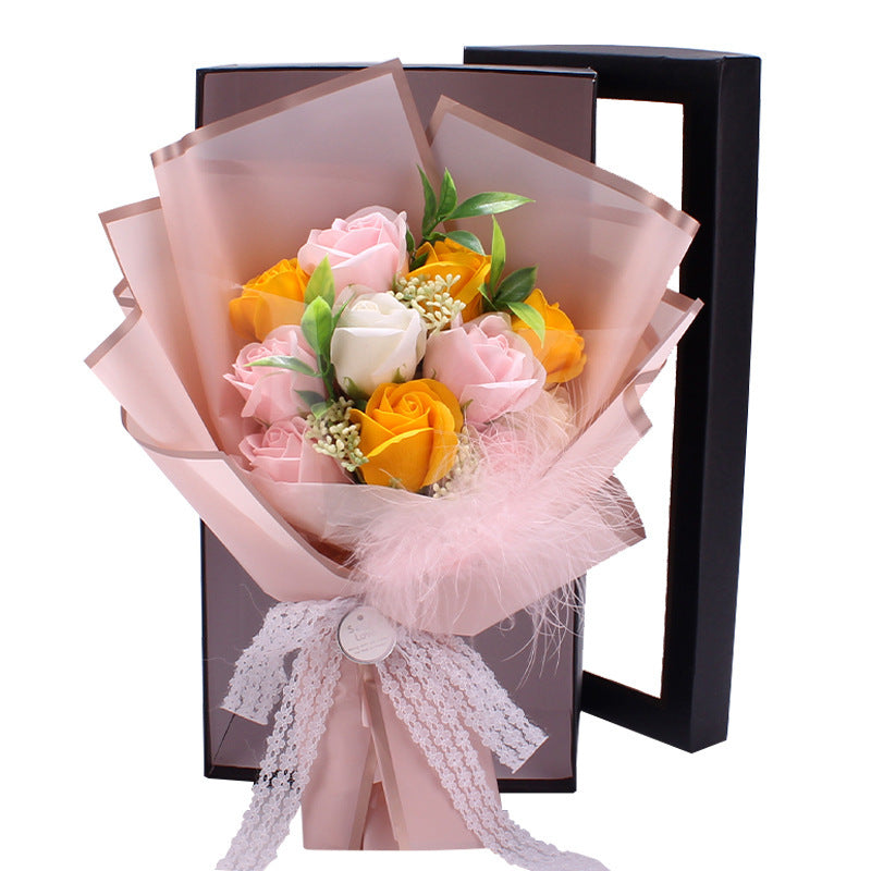 Artificial Soap Rose Bouquet Flower Gift Box