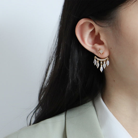 New Retro Eight Awn Star Zircon Earrings Fashion Pendant Stud for Party Gift