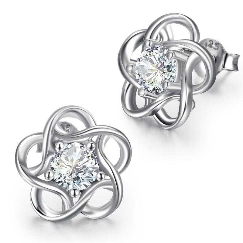YFN S925 Sterling Silver Women's  Flower Stud Earrings Jewelry
