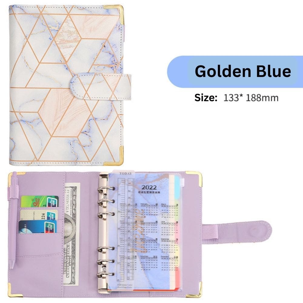 A6 Budget Binder - Golden Marble Pattern with Corner Protector (5 colors)