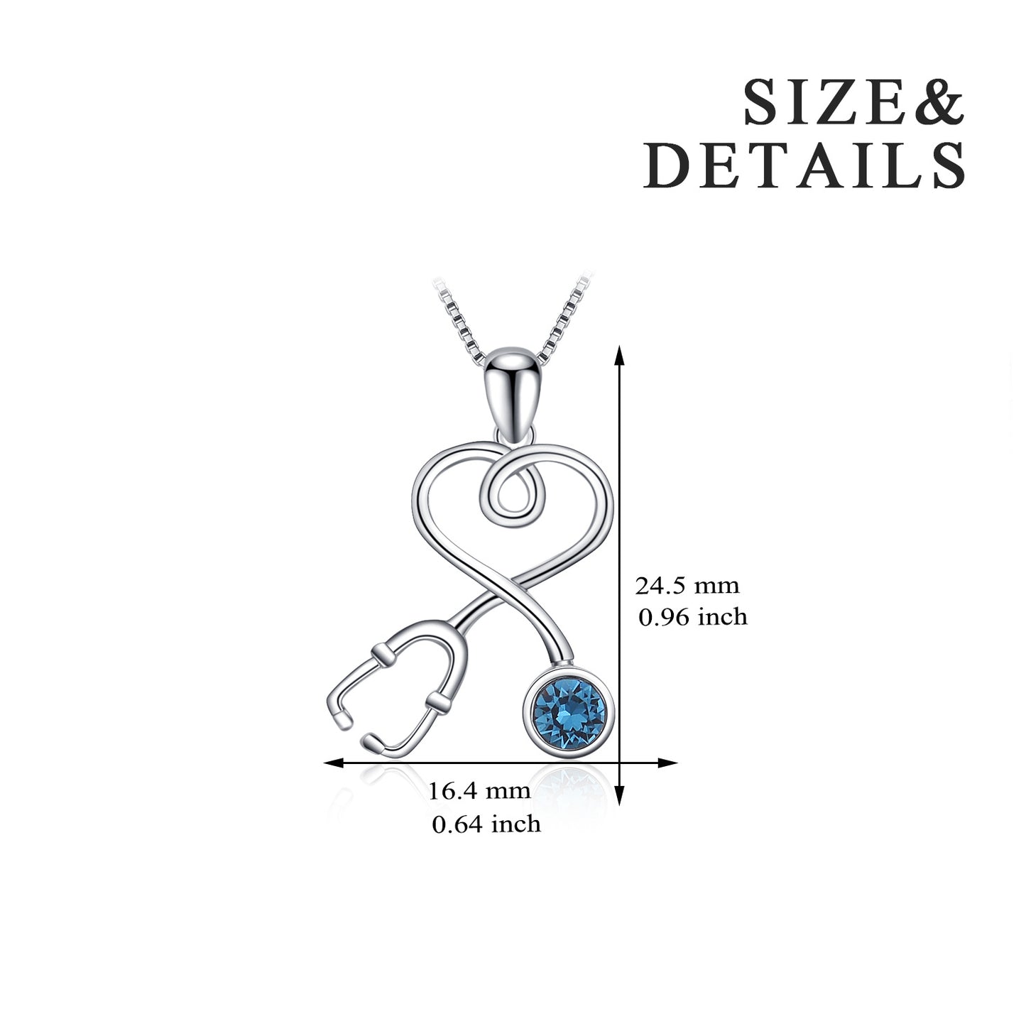 YFN Nurse Doctor Stethoscope Necklace 925 Sterling Silver with Charm Pendant (US only)