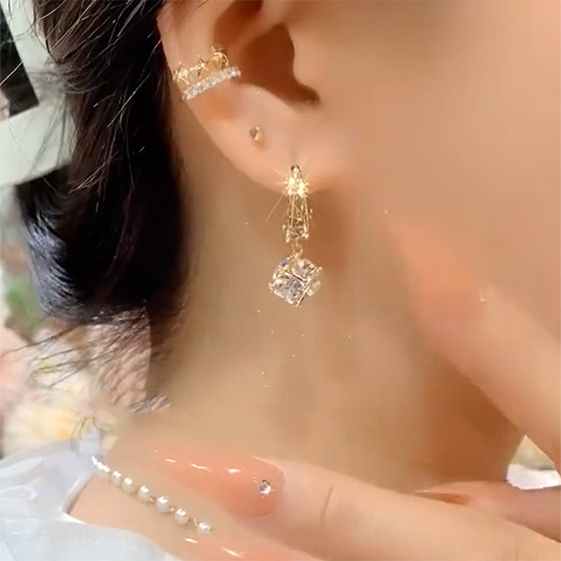 Trendy Niche Design Zircon French Crystal Earrings