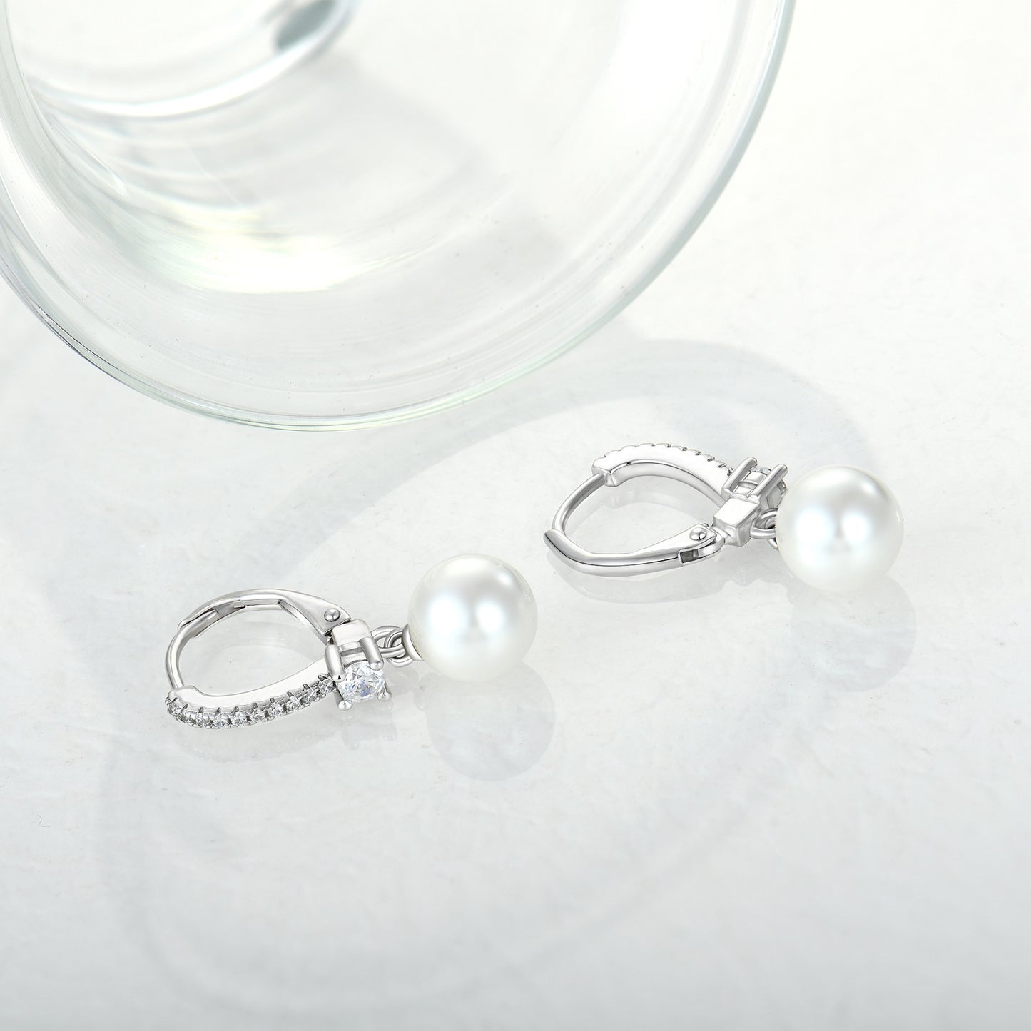Women's Vintage Elegant Silver Pearl Zircon Earrings
