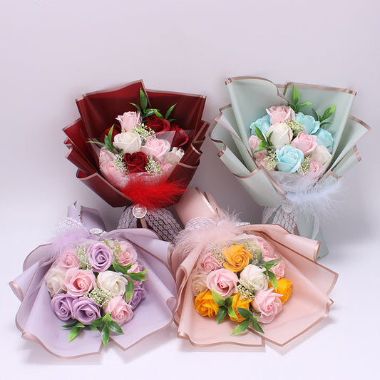 Artificial Soap Rose Bouquet Flower Gift Box