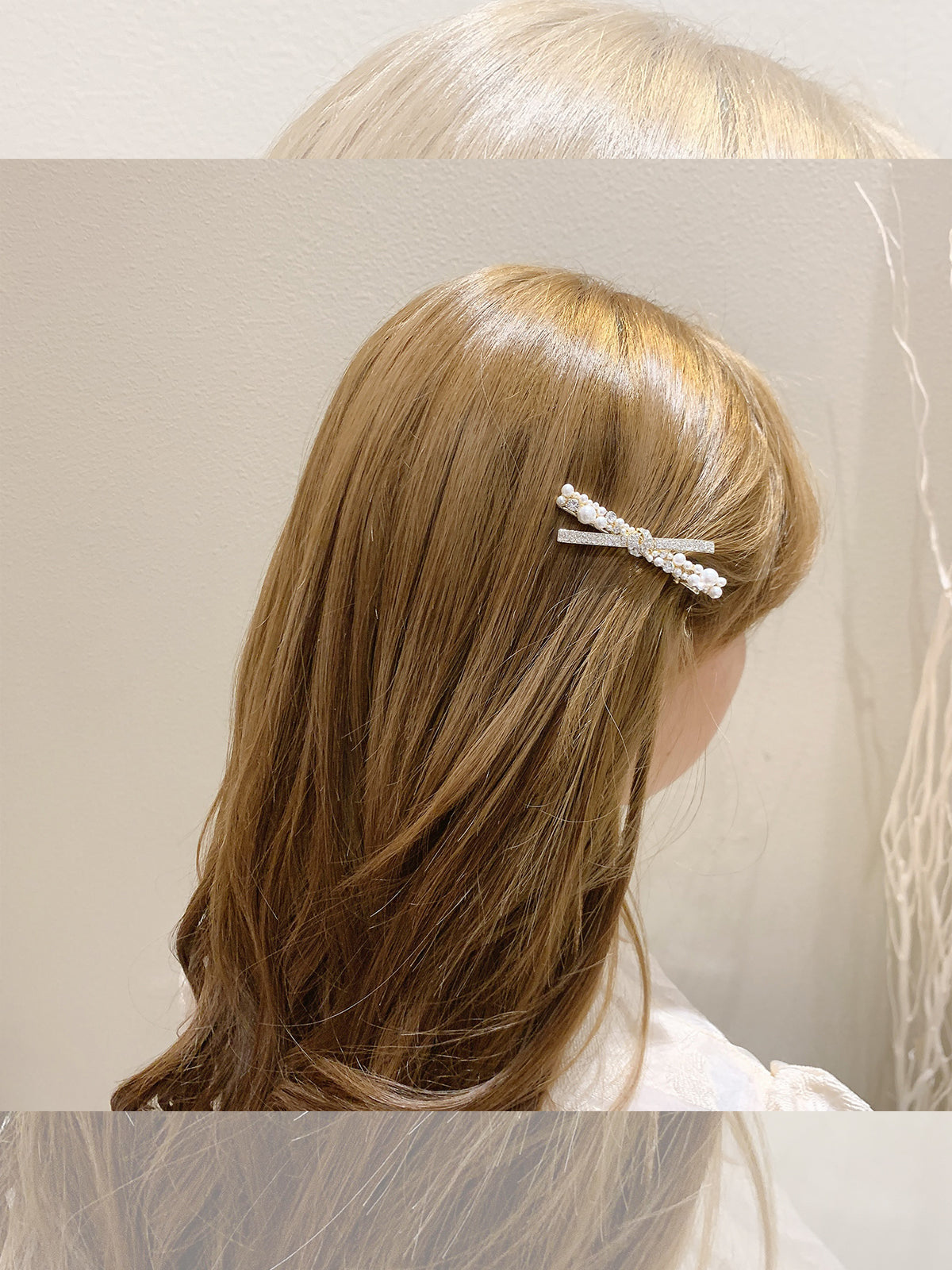 Girls Heart Pearl Diamond Side Clip Hair