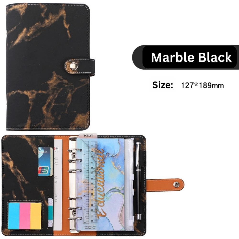 A6 Budget Binder - Marble Color with Button (11 colors)