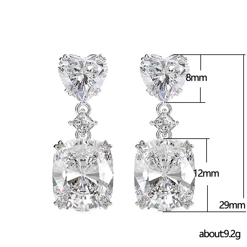 Light Luxury Style Zircon Earrings Women Fashion Colorful