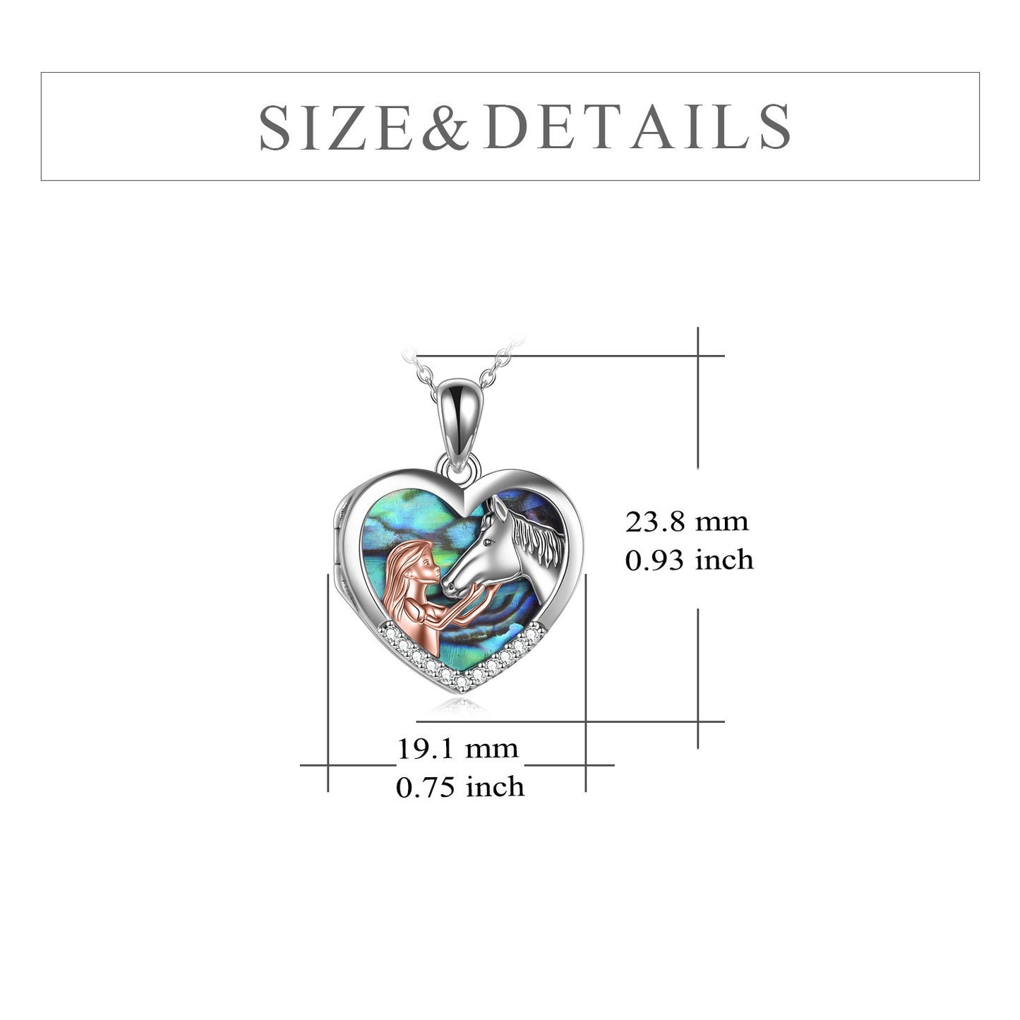 YFN Horse Heart with Girls Pendant Photo Locket Necklace (US only)