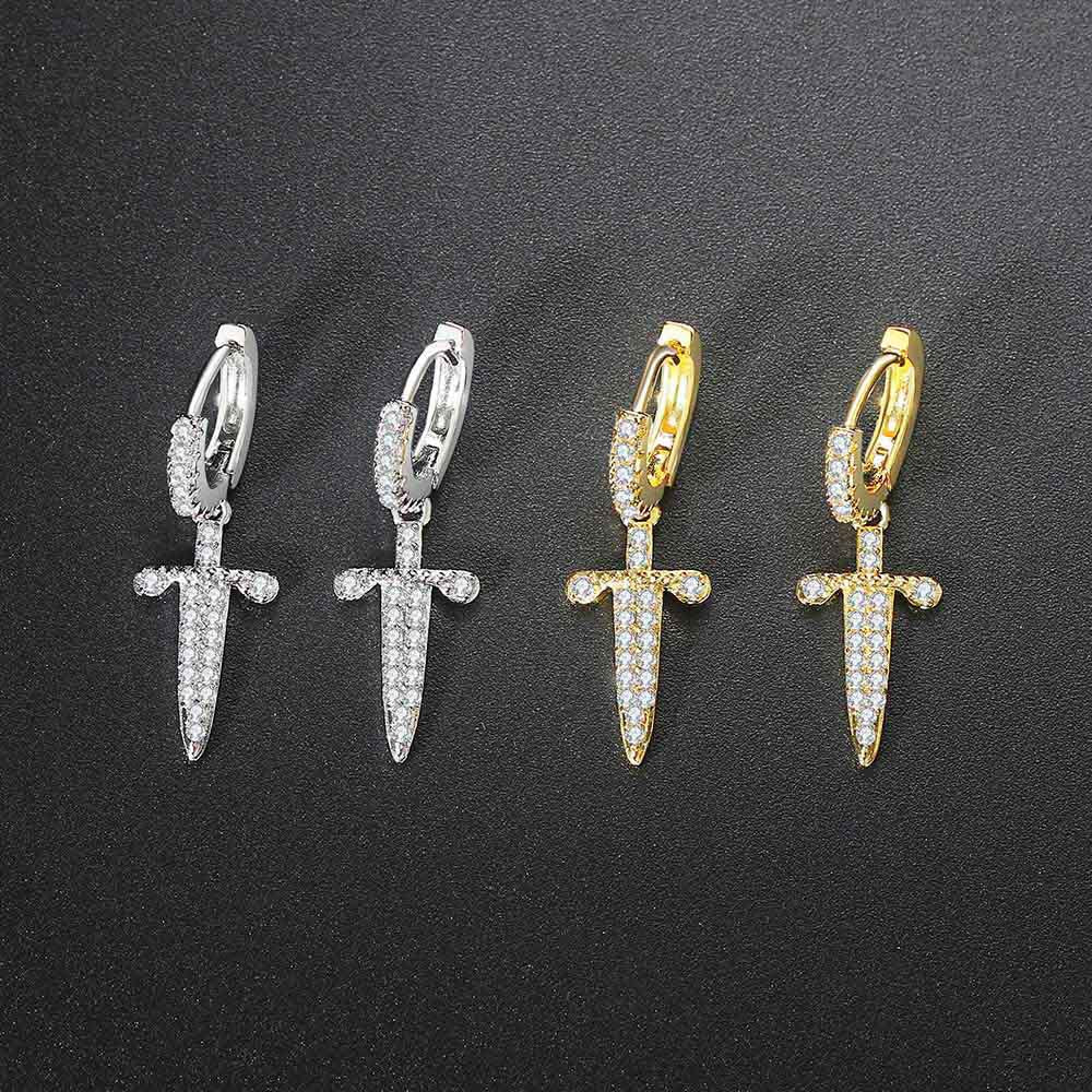 Cross Earrings Copper Micro Inlaid Zircon