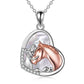 YFN Sterling Silver Girls Embrace Horse Heart Pendant Necklace for Women Girls (US only)