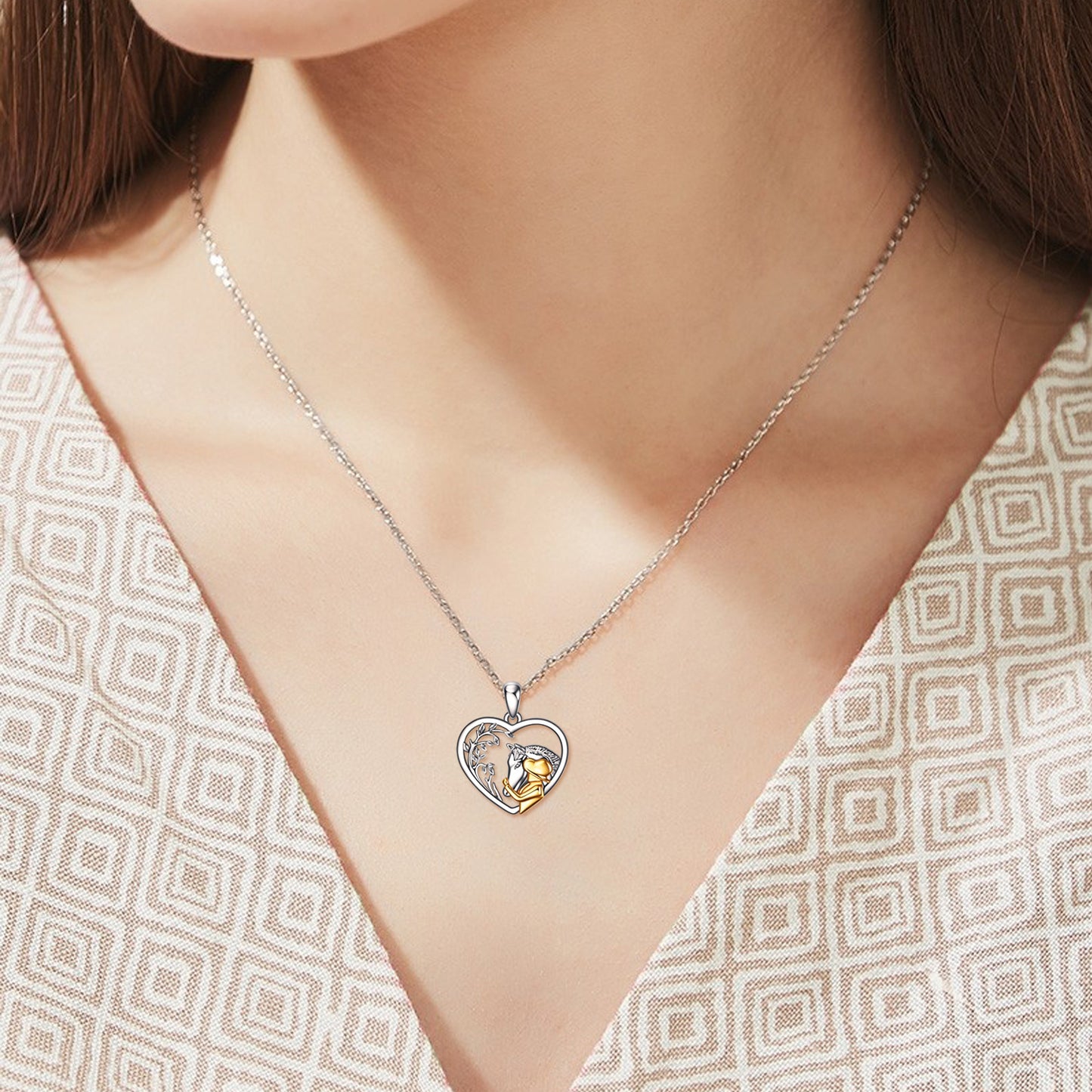 YFN Horse Boys / Girls Pendant Locket Necklace For Horse Lovers with front and back designs