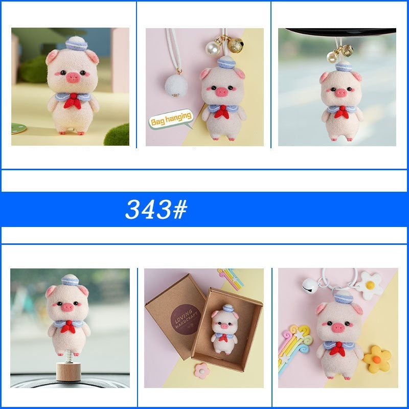 DIY Wool Felt Piggy Handmade Pendant / Keychain Material Pack