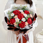 Red Hand-woven Wool Bouquet Mixed Artificial Flower Exquisite FINISHED PRODUCT