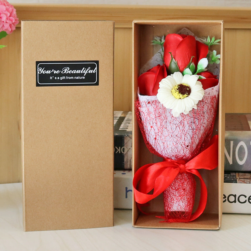 Rose Carnation Soap Bouquet Gift Box