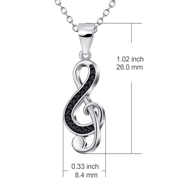 YFN S925 Sterling Silver Treble Clef Pave Necklace