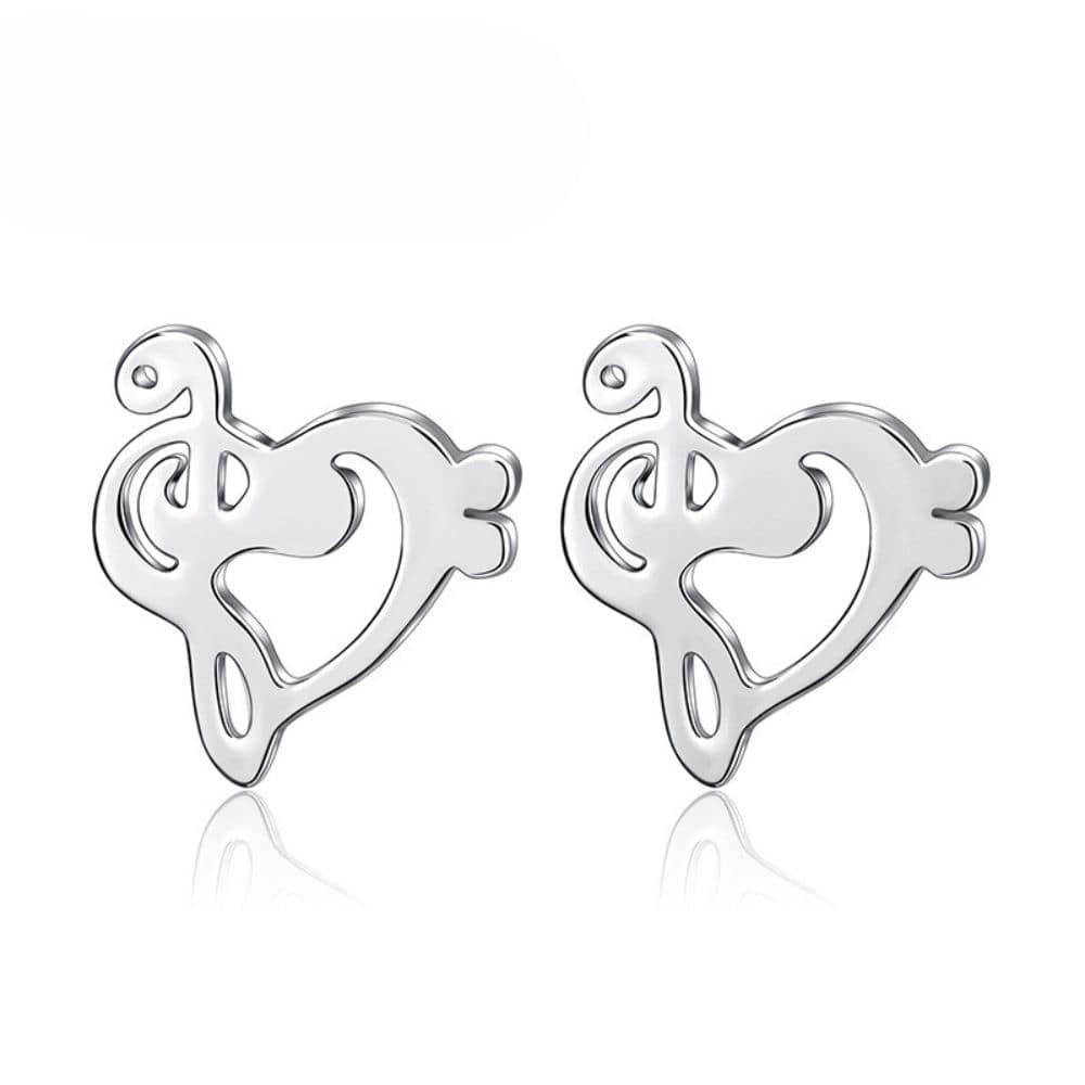 YFN S925 Silver Music Note Stud Earrings