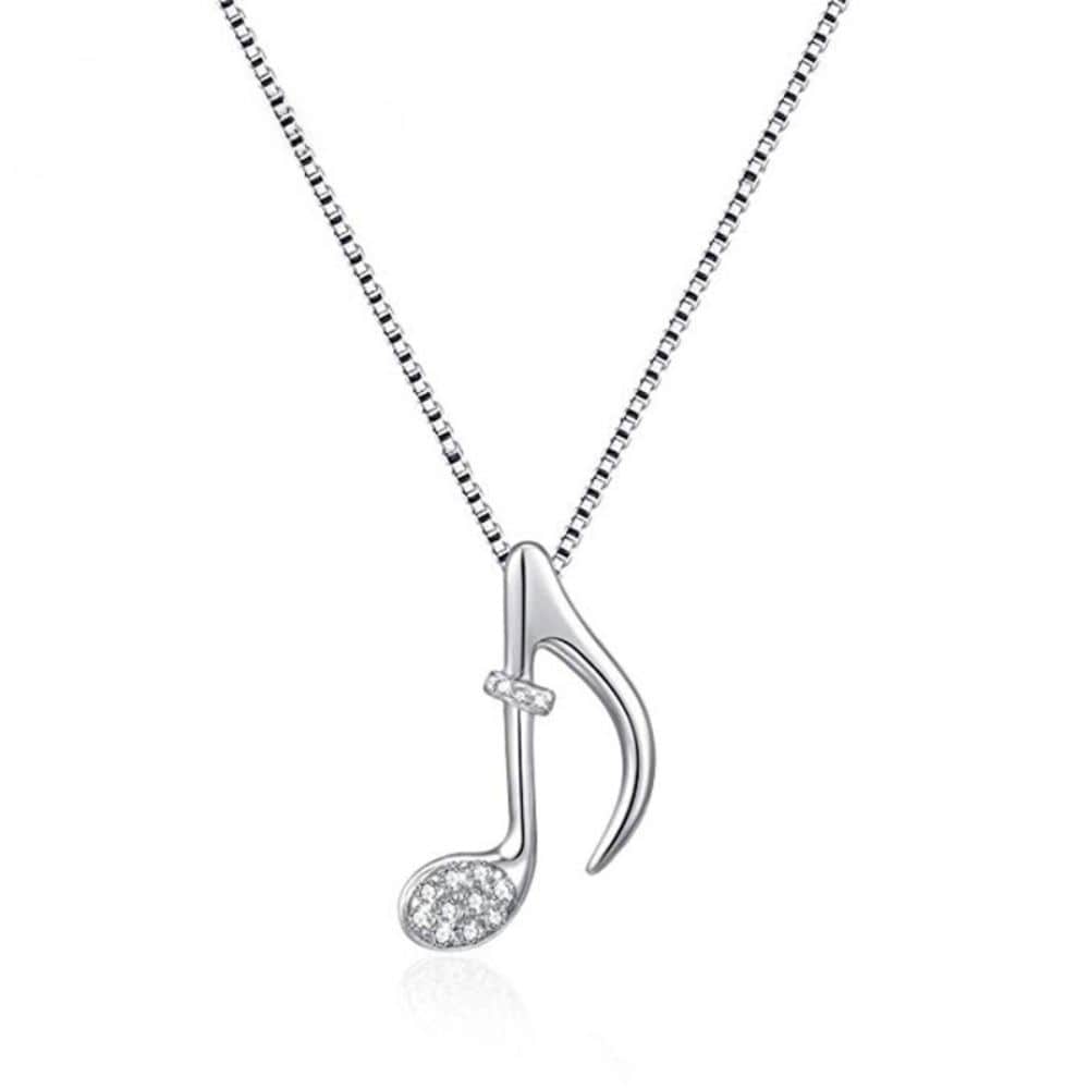 YFN Music Note Quaver Pendant Pave Necklace