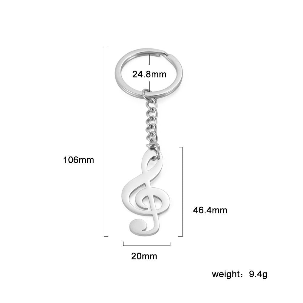 All-match Design for Music Lover or Student Note Pendant Stainless Steel Key Ring