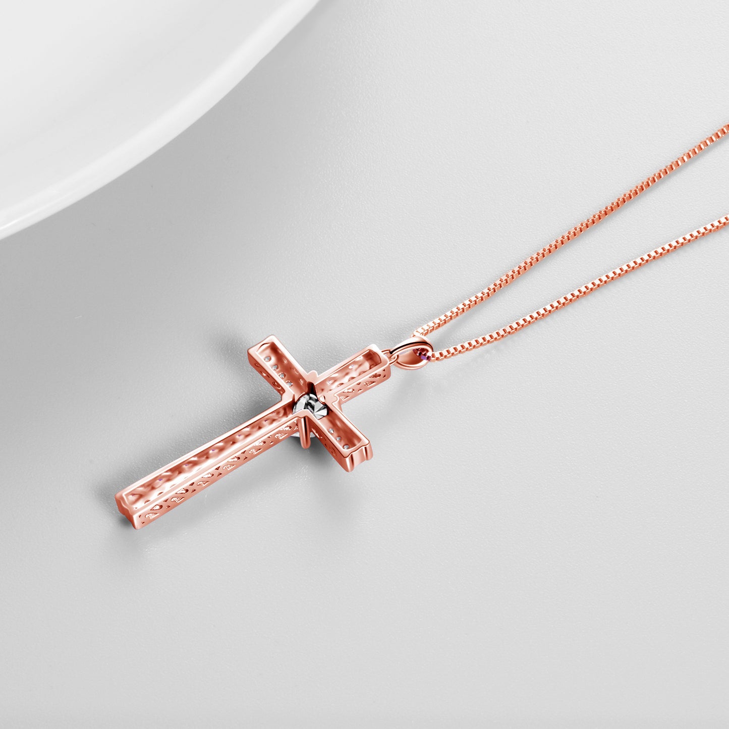 YFN Birthstone Rose Gold Plated Cross Necklace for Women Jewelry Gifts (US only)