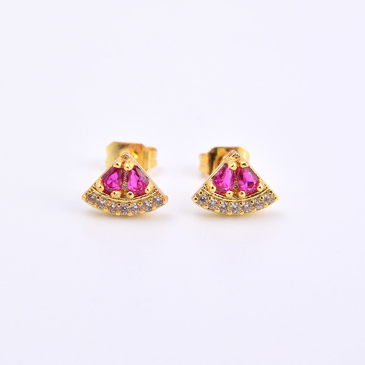 Copper Zircon-encrusted Stud Earrings Ornament